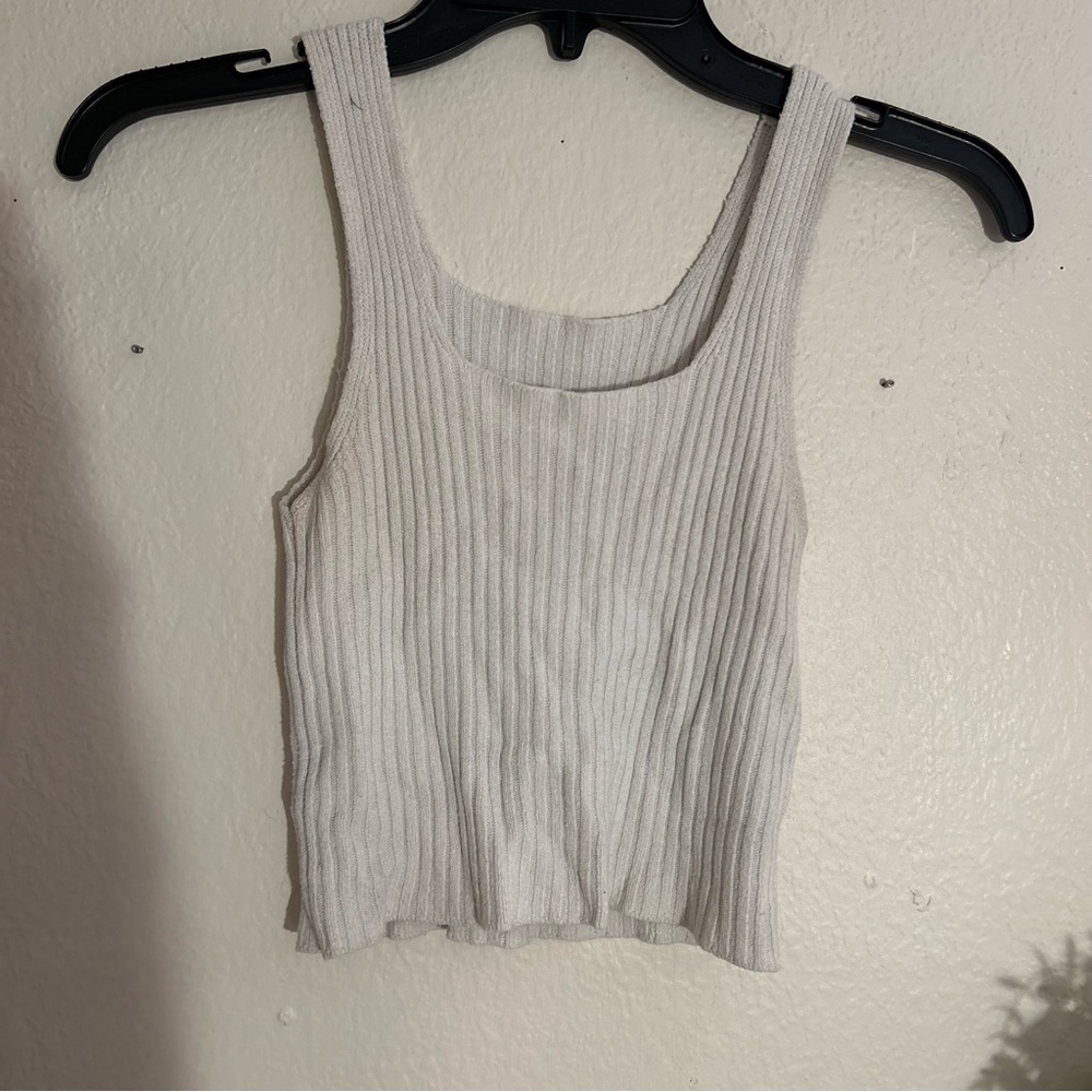 White Ribbed Tank Top - Picture 2 of 2